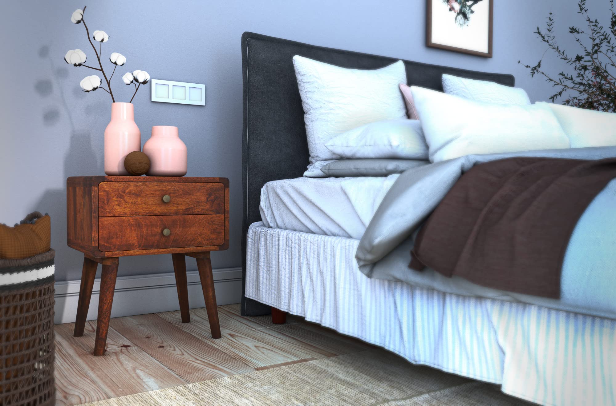Curved Chestnut Bedside